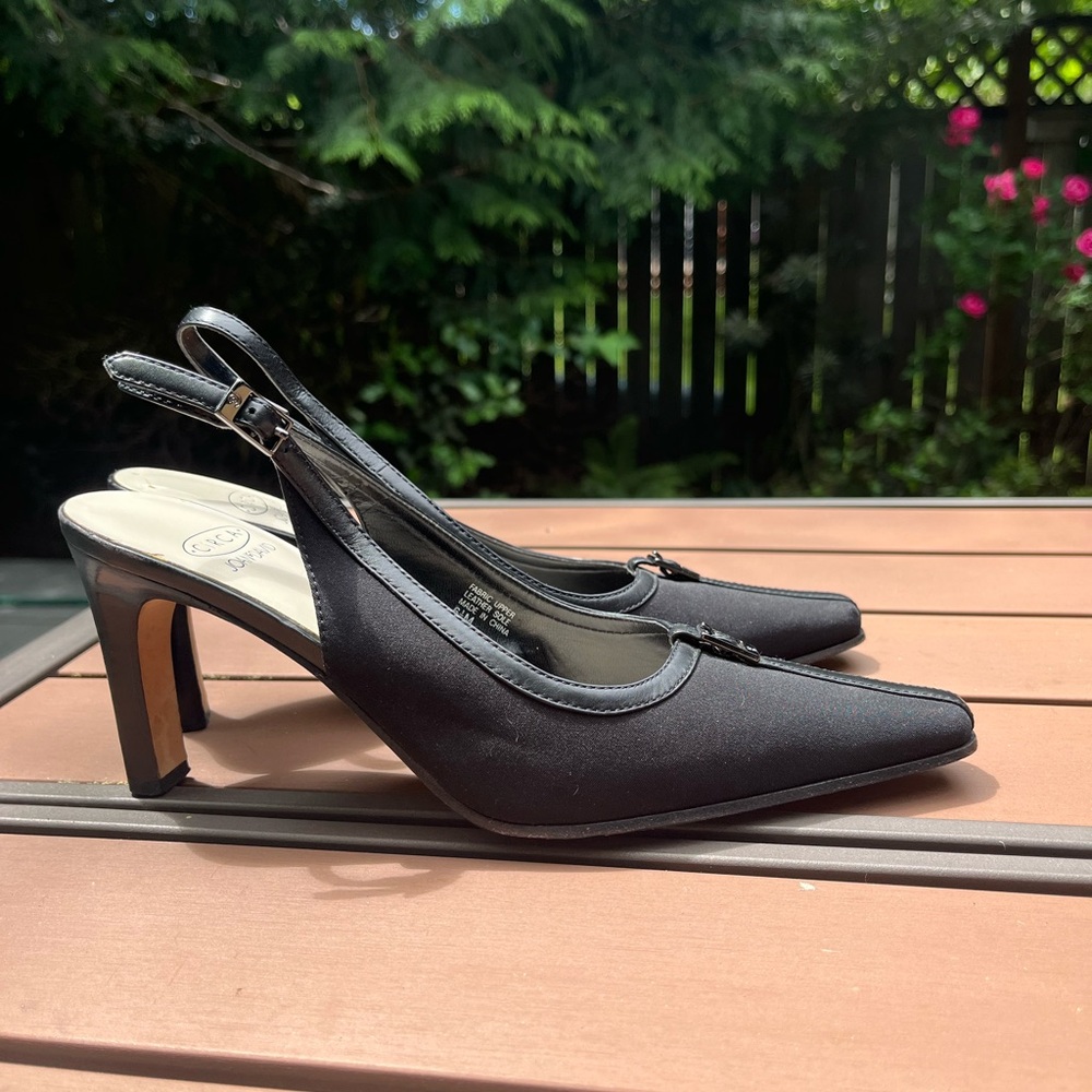 Joan and David Circa Black Slingback Heels, 6.5